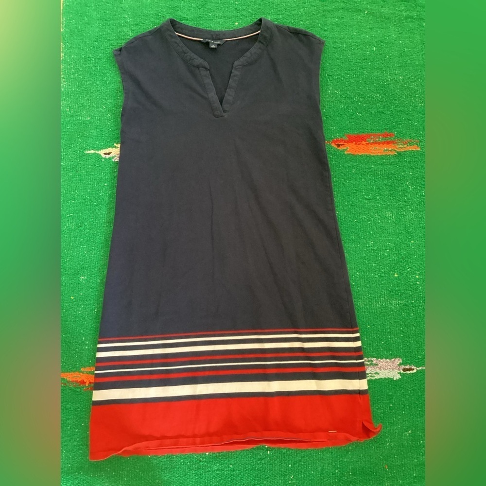Tommy Hilfiger Womens Size M Midi Dress Blue / Red / Striped / White
